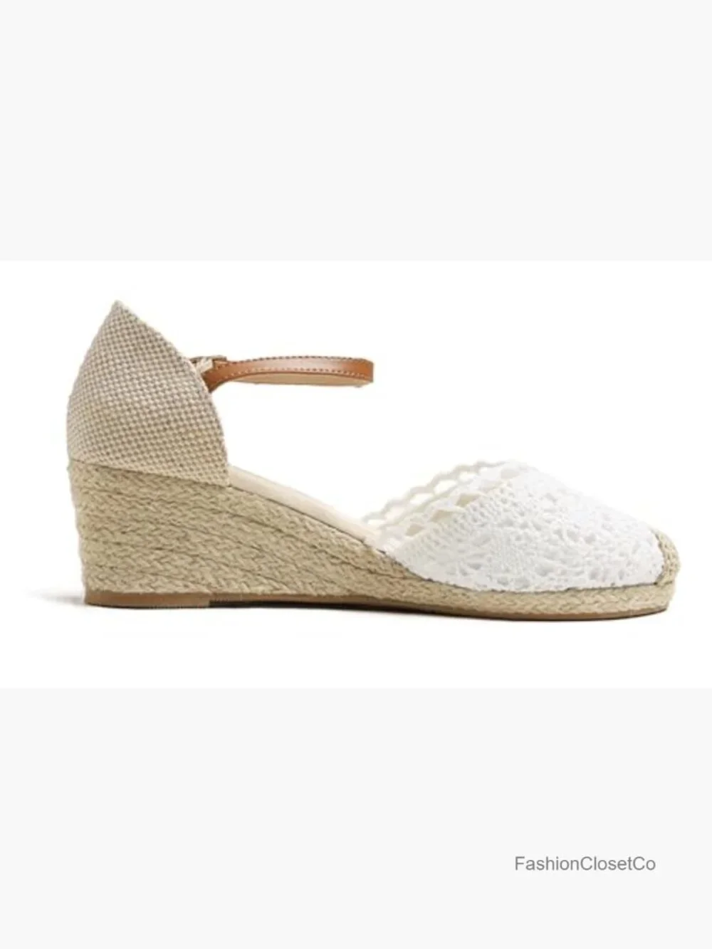 Close Toe Espadrilles Mid Heel Wedge Spring Summer Tropical Dress Shoes